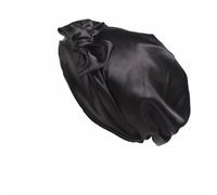 BrightGlow Bonnet de nuit en satin et soie avec bandes réglables - Bonnet de nuit pour femme, Noir , taille unique