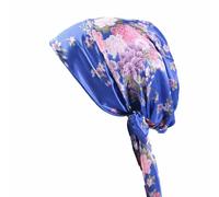 BrightGlow Bonnet de nuit en satin - Pour femme - Avec bandes réglables - Bonnet de nuit en satin pour dames, Bleu saphir, taille unique