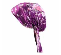 BrightGlow Bonnet de nuit en satin - Pour femme - Avec bandes réglables - Bonnet de nuit en satin pour dames, lilas, taille unique