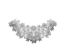 BrightGlow Col en dentelle brodé Col en dentelle Appliqué Fleur Dentelle Patchs Brodés Amovibles Encolure en dentelle Col élégant Insert de col femme pour couture Blanc Taille unique