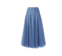 BrightGlow Jupe longue en tulle pour femme - Jupe midi - Jupe plissée - Jupe en tulle avec taille haute - Robe de scène - Jupe tutu en maille pour mariage et fête, Bleu #1, L