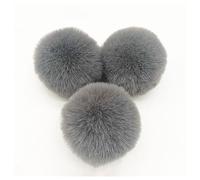 BrightGlow Lot de 10 pompons en fourrure synthétique 8 cm pour le bricolage - Grands pompons décoratifs - Pour bonnet et sac - Gris foncé