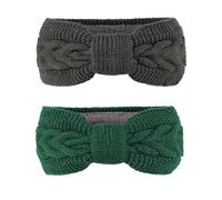 BrightGlow Lot de 2 bandeaux tricotés chauds pour femme - Cache-oreilles - Bandeau élastique - Bandeau en tricot - Bandeau pour fille et femme - Doublure en polaire épaisse - Coloré #1