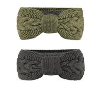 BrightGlow Lot de 2 bandeaux tricotés chauds pour femme - Cache-oreilles - Bandeau élastique - Bandeau en tricot - Bandeau pour fille et femme - Doublure en polaire épaisse - Multicolore #24