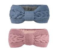 BrightGlow Lot de 2 bandeaux tricotés chauds pour femme - Cache-oreilles - Bandeau élastique - Bandeau en tricot - Bandeau pour fille et femme - Doublure en polaire épaisse - Coloré #5