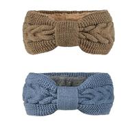 BrightGlow Lot de 2 bandeaux tricotés chauds pour femme - Cache-oreilles - Bandeau élastique - Bandeau en tricot - Bandeau pour fille et femme - Doublure en polaire épaisse - Multicolore #22