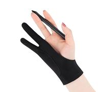 BrightGlow Lot de 2 gants de dessin pour tablette - Avec deux doigts - Noir - Élastique - Anti-salissure - Respirant - Convient pour droite et gauche - Noir - Taille XL