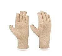 BrightGlow Lot de 2 paires de gants d'arthrite - Gants de compression rhumatismaux - Gants de compression - Mitaines - Unisexe - En coton - Sans doigts, couleur chair, M