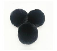 BrightGlow Lot de 20 pompons souples en fourrure synthétique 8 cm pour le bricolage - Grands pompons en fourrure synthétique - Pompons pour le bricolage - Pour bonnet et sac - Noir