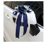 BrightGlow Lot de 6 nœuds pour rétroviseur de voiture, simulation de fleur, décoration faite à la main, pour chaise, décoration de mariage, bleu marine