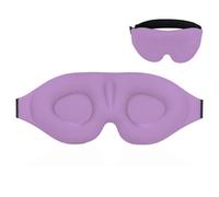 BrightGlow Masque de sommeil pour dormeur latéral - Masque 3D - Bloque la lumière - 100 % - Avec bande élastique réglable - Protection des yeux - Souple - Pour homme et femme - Violet