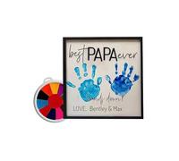 BrightGlow Personalisiertes DIY-Handabdruck-Holzschild Handbemalter Dekorativer Rahmen Handabdruck Zeichen DIY Handabdruck Holzrahmen Plaque Vatertag Zeichen Geschenk für Papa