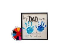 BrightGlow Personalisiertes DIY-Handabdruck-Holzschild Handbemalter Dekorativer Rahmen Handabdruck Zeichen DIY Handabdruck Holzrahmen Plaque Vatertag Zeichen Geschenk für Papa Dad