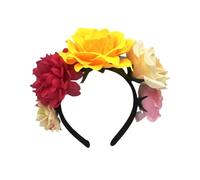 BrightGlow Serre-tête à fleurs d'Halloween - Couronne de fleurs - Serre-tête - Guirlande mexicaine - Accessoire de fête coloré - Bandeau d'Halloween - 1#Multicolore