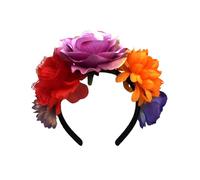 BrightGlow Serre-tête à fleurs d'Halloween - Couronne de fleurs - Serre-tête - Guirlande mexicaine - Chapeau coloré - Bandeau d'Halloween - Bandeau 5#Multicolore