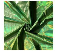 BrightGlow Tissu élasthanne pailleté hologramme scintillant vendu au mètre pour loisirs créatifs, couture, costume, performance sur scène, tissu décoratif holographique vert gazon