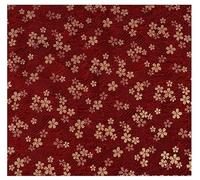 BrightGlow Tissu en coton de style japonais - Vendu au mètre - 100 x 150 cm - Multicolore - Imprimé - Avec éventail de fleurs - Grue volante - Tissu de matelassage - Rouge Sakura