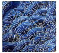 BrightGlow Tissu en coton de style japonais - Vendu au mètre - 200 x 150 cm - Multicolore - Imprimé - Avec éventail de fleurs - Grue volante - Tissu en coton - Tissu de matelassage - Motif vagues