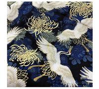BrightGlow Tissu en coton de style japonais - Vendu au mètre - 200 x 150 cm - Multicolore - Imprimé - Avec éventail de fleurs - Grue volante - Tissu en coton - Tissu pour vêtements - Tissu de
