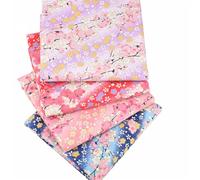 BrightGlow Tissu en coton style japonais patchwork paquets de tissu avec fleur grue volante mouchoirs motif bronzage tissus à coudre tissu décoratif vêtements patchwork 1#4 pièces 20 x 20 cm