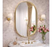 Brightify KITMOUS Black Oval Mirror for Bathroom Vanity 20x30 inch, Black Metal Frame Mirrors for Wall, Modern Mirror for Bedroom Living Room Wall Decor Hang Vertical and Horizontal