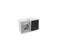Brightium B1184705 Base Schuko étanche avec Interrupteur, conçue, idéale pour Une Utilisation dans Les Jardins et Les espaces extérieurs, Image