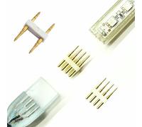 Brightium Connecteur de bande LED 4 broches 230 V RVB, idéal pour l'éclairage décoratif et les projets d'ambiance.
