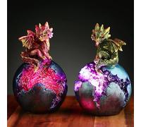 Brightium Figurine de Dragon - Figurine décorative avec lumière LED, en Forme d'œuf géode, idéale pour l'éclairage ambiant, fabriquée en matériaux durables.