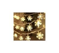 Brightium Guirlande lumineuse à piles 3AA, flocons de neige suspendus, blanc chaud, 1,5 m, idéale pour décorer les fêtes et créer une atmosphère chaleureuse.
