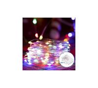 Brightium Guirlande lumineuse LED avec fil de cuivre, alimentation 3AA, couleurs RGBY, longueur 10 m, idéale pour les décorations et les ambiances festives.