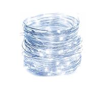 Brightium Guirlande lumineuse LED avec fil de cuivre, batterie 3AA, lumière blanche froide, 5 m, idéale pour décoration d'ambiance et festive.