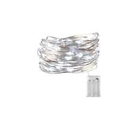 Brightium Guirlande lumineuse LED en fil de cuivre, batterie 3AA, 5 m, lumière blanche froide, idéale pour la décoration et l'ambiance.