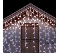 Brightium Guirlande lumineuse LED plate en stalactite, batterie 3AA, blanc froid, 5 m x 0,6 m, idéale pour la décoration intérieure et extérieure lors de fêtes.