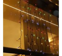 Brightium Guirlande lumineuse - Lumières plates avec rideau solaire, 100 LED, 10 bandes de 3 m + 1 m x 1 m, 8 modes changeants, IP65, alimentation DC 1,2 V.