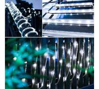 Brightium Guirlande lumineuse - Tube basse tension Φ5 mm, blanc froid, 10 m, IP44, 100 LED, 3,6 W, 220-240 V, 8 fonctions, mémoire et minuterie.