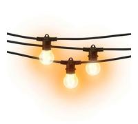 Brightium Guirlande reliable IP44 E27 de 10 mètres avec 15 portables. Idéale pour éclairer vos espaces extérieurs avec style et protection contre les intempéries. Parfaite pour les événements.
