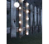 Brightium Guirlande solaire 3 m, 10 boules LED 6000 K, IP44, idéale pour les décorations extérieures et créer des ambiances chaleureuses.