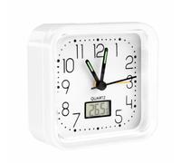 Brightium Horloge analogique Blanche avec Alarme, Dimensions 82 x 82 x 38 mm, idéale pour surveiller Le Temps et gérer des rappels.