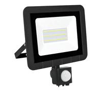 Brightium Projecteur LED 30 W avec capteur plat, couleur noire, idéal pour l'éclairage extérieur et la sécurité dans les entrées ou les jardins.