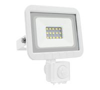 Brightium Projecteur LED plat de 10 W avec capteur, finition blanche. Idéal pour un éclairage efficace et économe en énergie en extérieur. Qualité et design pour mettre en valeur vos espaces.