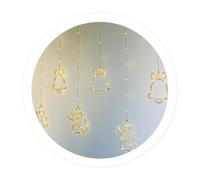 Brightium Rideau LED de 1,4 m avec cloches et poupées, contrôle USB, 8 fonctions, idéal pour la décoration et les célébrations festives.