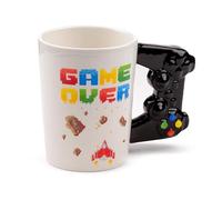 Brightium Tasse en céramique avec poignée en forme de manette de jeu, design pixelisé, idéal pour les gamers, capacité de 300 ml, passe au micro-ondes.