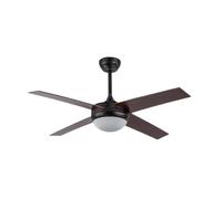 Brightium Ventilateur DC avec 4 pales, finition marron rustique, télécommande, minuteur, idéal pour rafraîchir les espaces et améliorer la circulation de l'air.