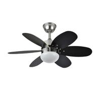 Brightium Ventilateur DC avec 6 pales réversibles wengé/hêtre, télécommande et minuterie, idéal pour rafraîchir et décorer l'intérieur.