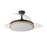 Brightium Ventilateur DC Evros 72 W en noir et hêtre, avec 6120 lm. 3 vitesses réglables à 3000, 4000 et 6000 K. Comprend une télécommande avec mémoire et minuterie pour plus de confort.