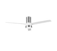 Brightium Ventilateur DC Teo 24 W en nickel élégant, lumière 2950 lm et 3 pales blanches. Télécommande et températures de lumière réglables (3000-4000-6000 K), mémoire et minuterie.