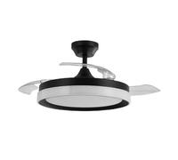 Brightium Ventilateur DC Zenit noir 72 W avec 3 pales rétractables et 7200 lm. 6 vitesses et lumière réglable (3000 K, 4500 K, 6000 K). Avec télécommande, minuterie et mémoire.