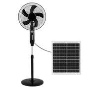 Brightium Ventilateur sur pied solaire 30 W, 3 vitesses, 5 pales, port USB, moteur DC, veilleuse, taille 43 x 38 cm, câble 4,20 m, idéal pour rafraîchir les espaces.