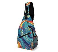 Brightly Colored Patterns Sling Bag for Men Women Crossbody Backpack Boat on The Ocean Crossbody Bag Chest Bags for Travel Sport