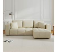 Concept Usine Canapé d'angle convertible Brighton 4 places avec coffre velours beige